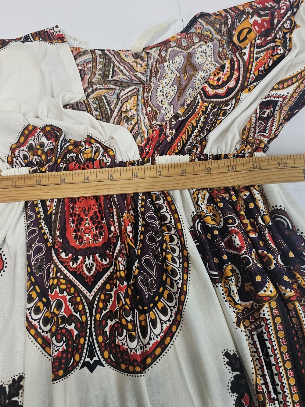 Cristinalove Women's Paisley Kimono Dress Size L Boho Chic V-Neck Elastic Waist - Picture 11 of 12